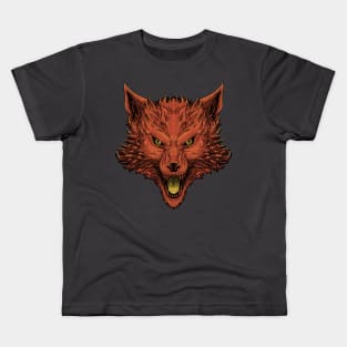 Orange Wolf Head Kids T-Shirt